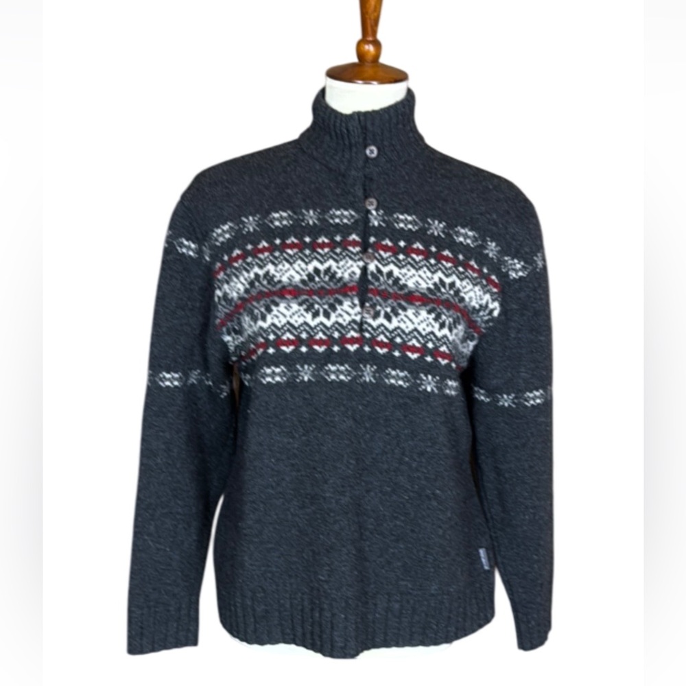 Woolrich onyx heather lambswool sweater with snowflake pattern Size XL
